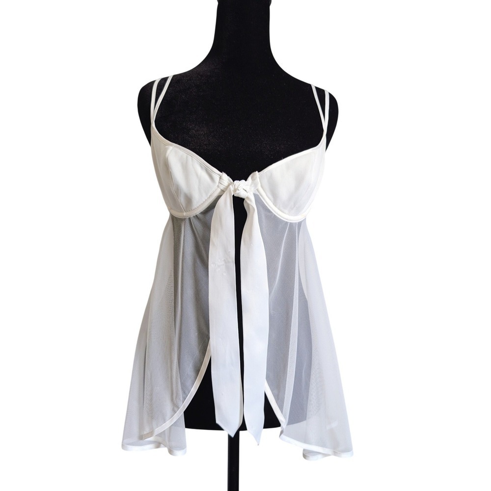 Victoria's Secret Vintage Y2K Ethereal Whimsy Sheer Tie Front Babydoll Camisole